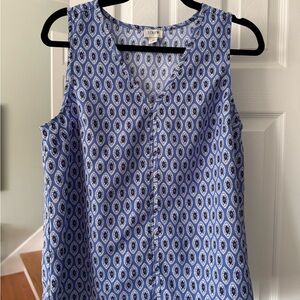 J. Crew Geometric Blue Sleeveless Blouse